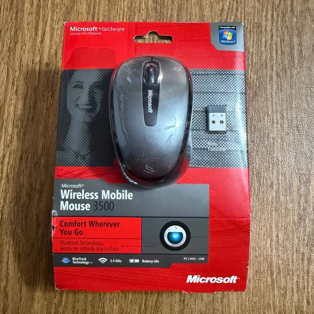 Microsoft Wireless Mobile Mouse Unisex Grey 3500 GMF-00010 BlueTrack 1427 1447